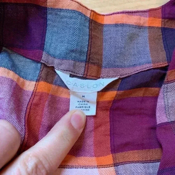 Caslon Cross Front Plaid Top - Picture 3 of 3